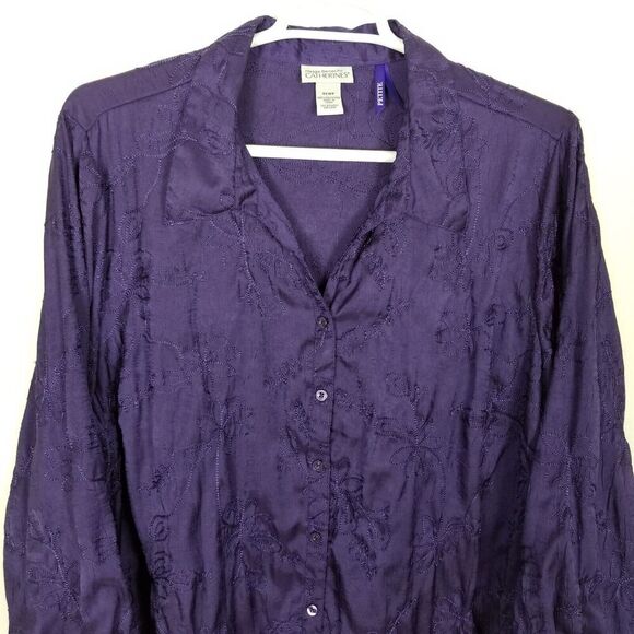 Maggie Barnes for Catherine's Women Plus Floral Embroidered Button Down Sz 3X P - Picture 2 of 6